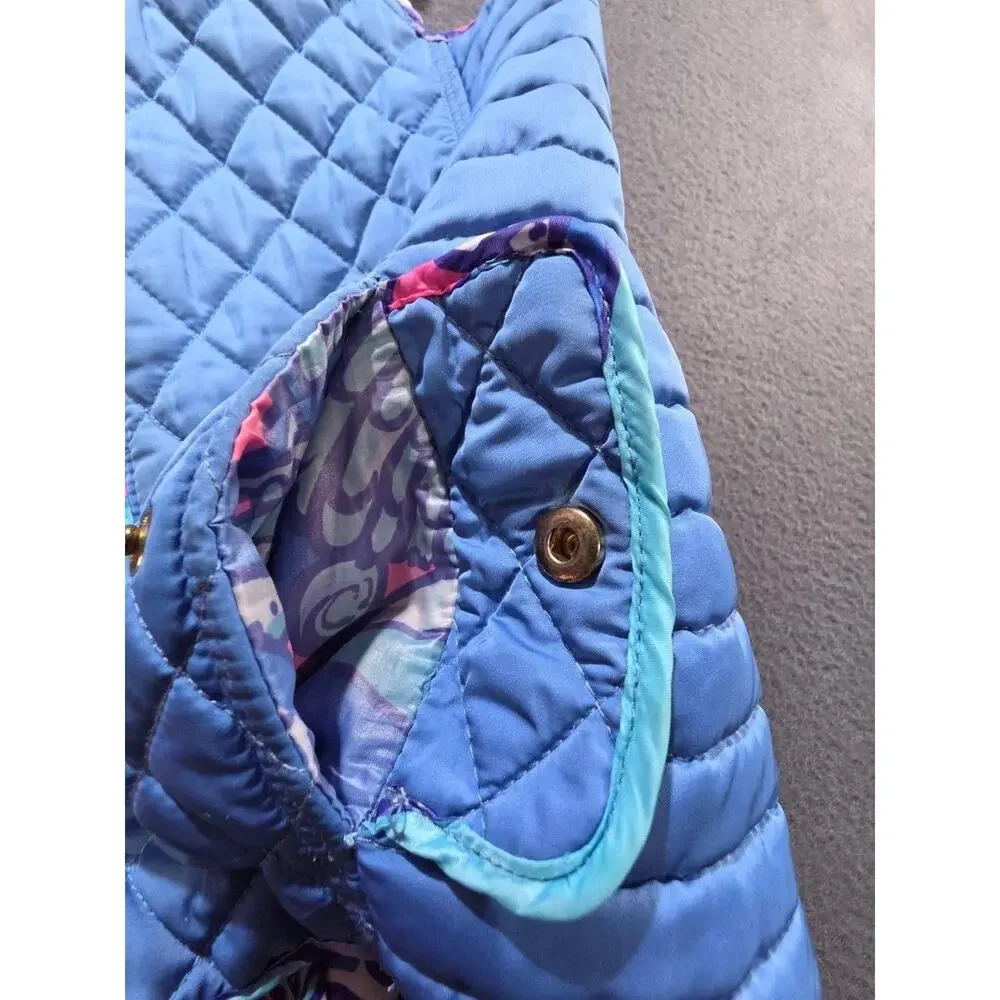 Lilly Pulitzer Lucy Quilted Vest Bay Blue Print Girls Size Medium (6-7) A010115